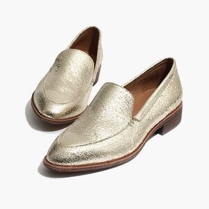 MADEWELL Gold Flats Shimmering Loafers